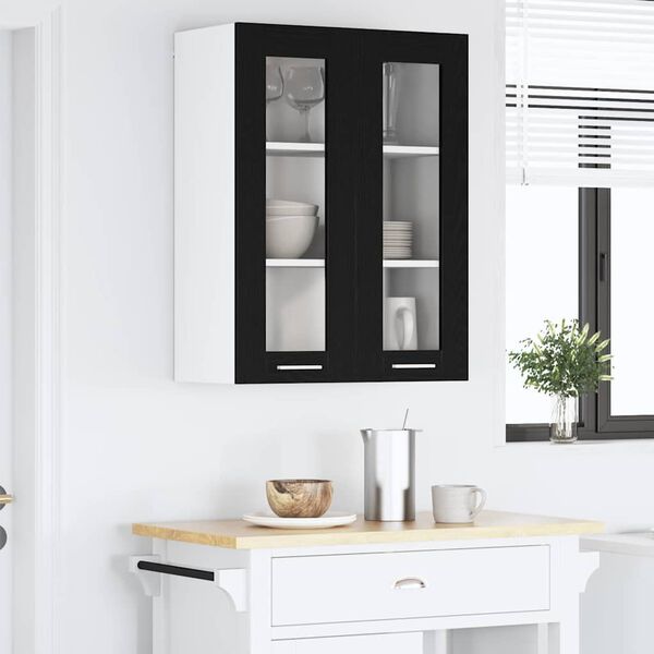 vidaXL Hanging Cabinet Black Oak 60 x 31 x 80 cm Engineered Wood