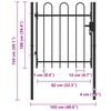 vidaXL Fence Gate Single Door with Arched Top Steel 1x1 m Black