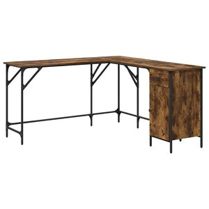 vidaXL Desk Smoked Oak 141x141x75 cm Engineered Wood