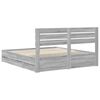 vidaXL Bed Frame with Drawer Grey Sonoma 200 x 200 cm Engineer Wood