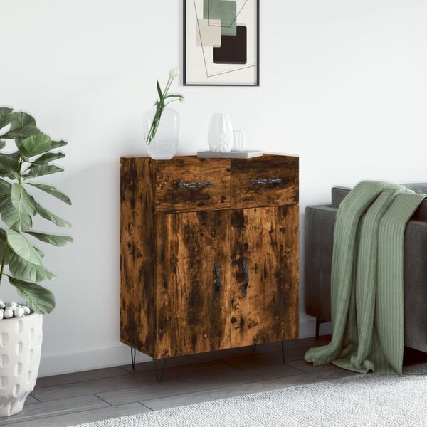 vidaXL Sideboard Smoked Oak 69.5x34x90 cm Engineered Wood