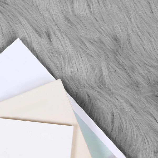 vidaXL Faux Sheepskin Rug Tafalla Grey Ø 160 cm Polyester
