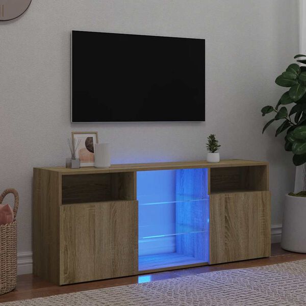 vidaXL TV Cabinet with LED Lights Sonoma Oak 120x30x50 cm
