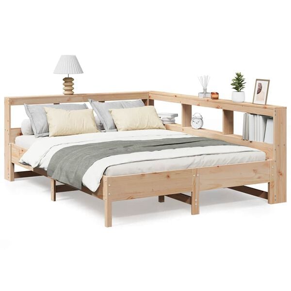 vidaXL Bookcase Bed without Mattress 150x200 cm King Size Solid Wood Pine