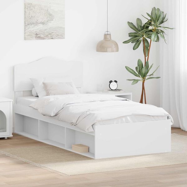 vidaXL Bed Frame with Headboard White 75 x 190 cm Solid Pine Wood