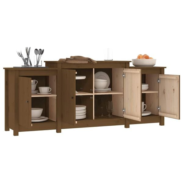 vidaXL Sideboard Honey Brown 164x37x68 cm Solid Wood Pine