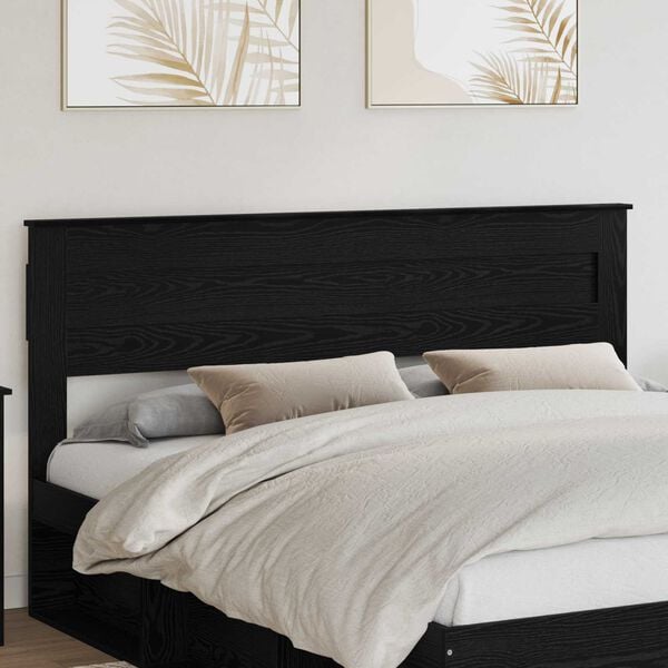 vidaXL Headboard Black Oak 200 cm Engineered wood