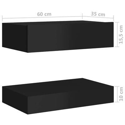 vidaXL Bedside Cabinet High Gloss Black 60x35 cm Engineered Wood