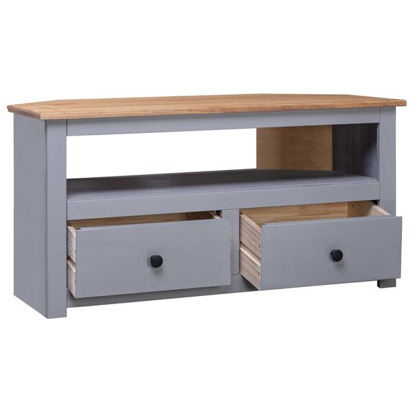 vidaXL Corner TV Cabinet Grey 93x49x49 cm Solid Pine Panama Range