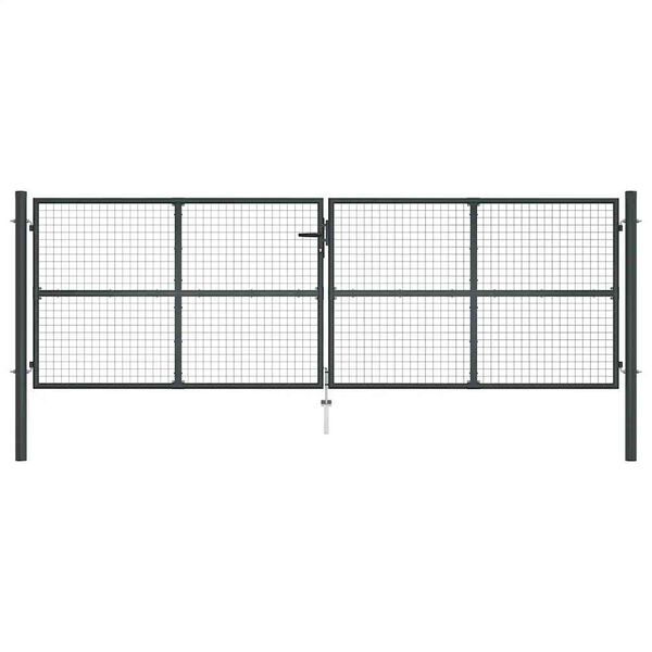 vidaXL Mesh Garden Gate Galvanised Steel 400x125 cm Grey