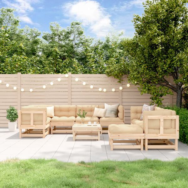 vidaXL 10 Piece Garden Lounge Set Solid Wood Pine