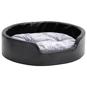 vidaXL Dog Bed Black and Grey 69x59x19 cm Plush and Faux Leather