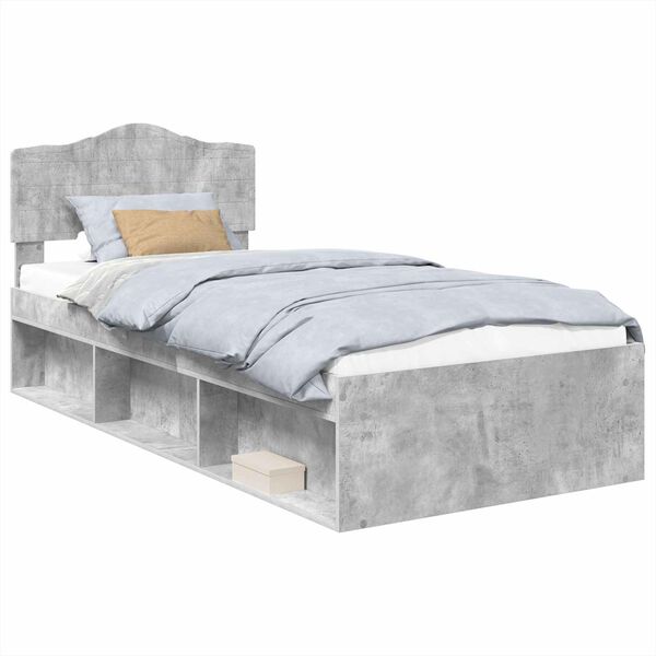 vidaXL Bed Frame Concerte Grey 100 x 200 cm Solid Pine Wood