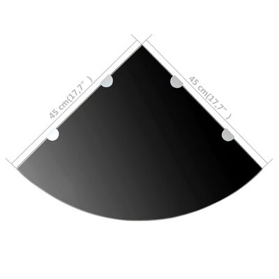 vidaXL Corner Shelf with Chrome Supports Glass Black 45x45 cm