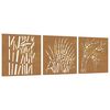 vidaXL Garden Wall Decorations 3 pcs 55x55 cm Corten Steel Grass Design