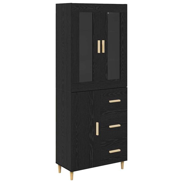 vidaXL Highboard Black Oak 69.5 x 34 x 180 cm Engineered Wood