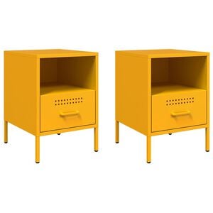 vidaXL Bedside Cabinets 2 pcs Mustard Yellow 36x39x50.5 cm Steel