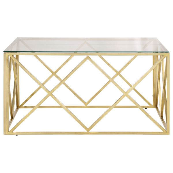 vidaXL Coffee Table Gold Stainless Steel and Tempered Glass