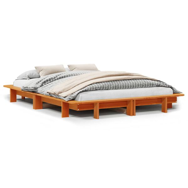 vidaXL Bed Frame without Mattress Wax Brown 120x200 cm Solid Wood Pine