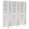 vidaXL Room Divider 6 Panels White Solid Wood Paulownia