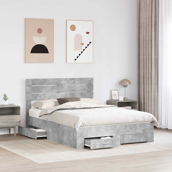 vidaXL Bed Frame with Drawer with Headboard Manual Engineered Wood
