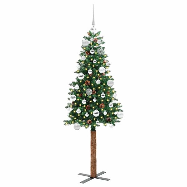 vidaXL Slim Christmas Tree Green 150 cm PVC and Solid Pine wood