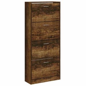 vidaXL Shoe Cabinet Smoked Oak 63x24x147 cm Engineered Wood