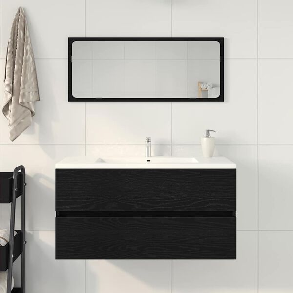 vidaXL Bathroom Sink Cabinet with Drawer Black Oak 90 x 38.5 x 45 cm
