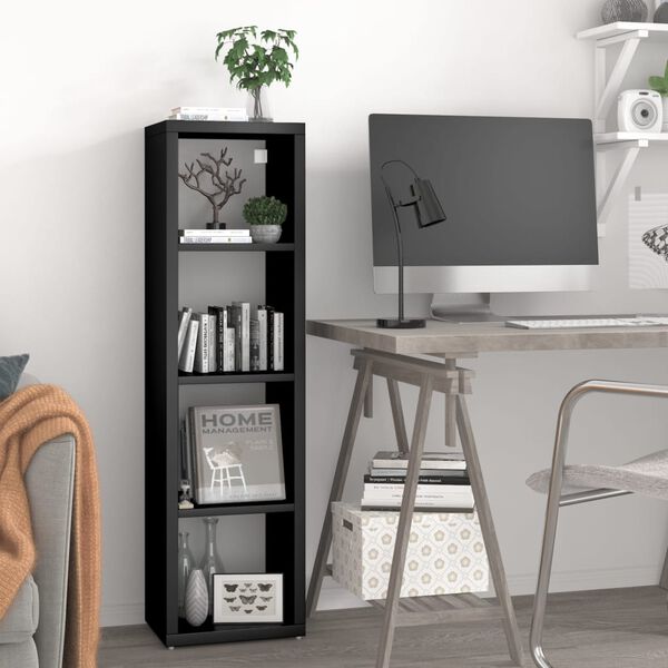 vidaXL Wall Cube Shelf Black 37x29.5x134.5 cm MDF