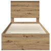 vidaXL Bed Frame with Drawer Artisan Oak 90 x 200 cm Engineered Wood