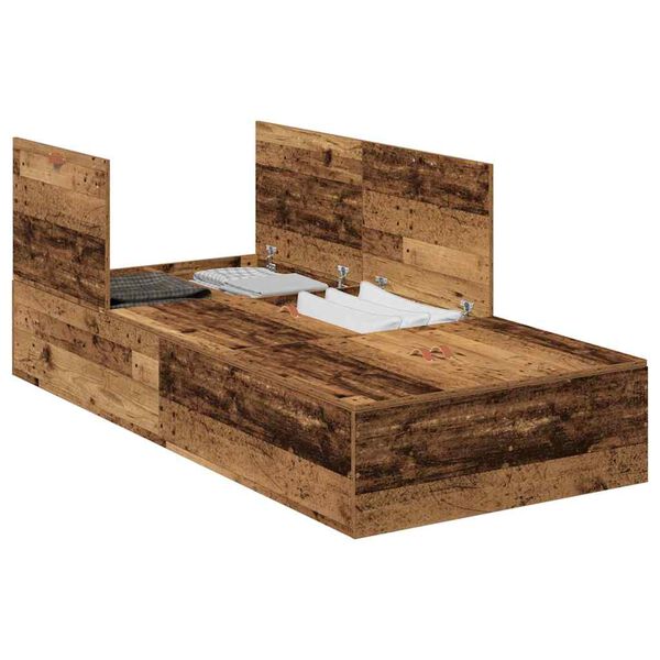 vidaXL Storage Bed Frame Old Wood 80 x 200 cm Engineered Wood