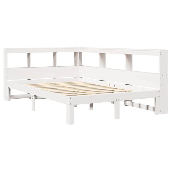 vidaXL Bookcase Bed without Mattress White 135x190 cm Double Solid Wood Pine