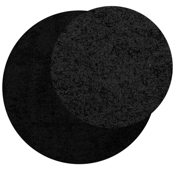 vidaXL Shaggy Rug PAMPLONA High Pile Modern Black &Oslash; 80 cm