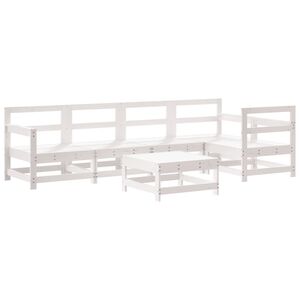 vidaXL 6 Piece Garden Lounge Set White Solid Wood Pine