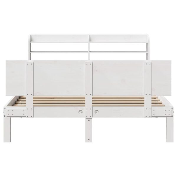 vidaXL Bed Frame with Headboard without Mattress White 150x200 cm King Size