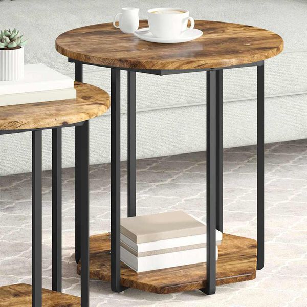 vidaXL Side Table Set with Shelf 2 pcs Brown
