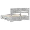 vidaXL Bed Frame with Drawer Concrete Grey 200 x 200 cm Engineer Wood