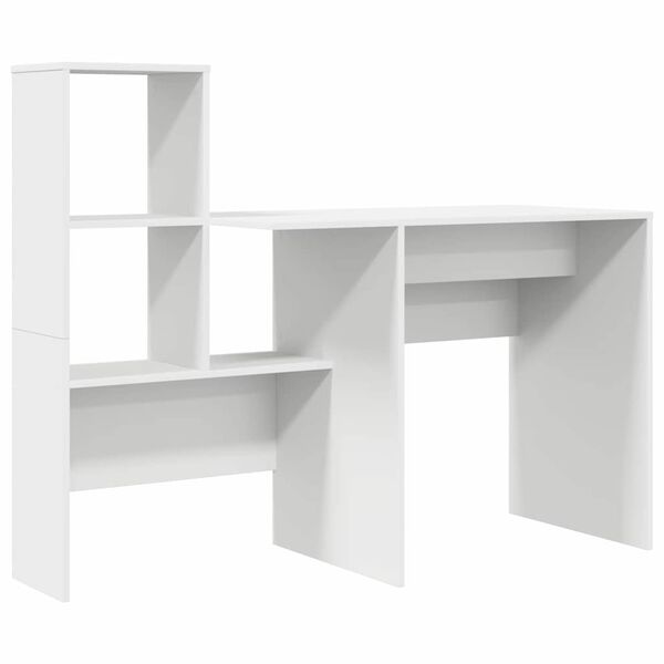 vidaXL Desk with Shelf White 131.5 x 50 x 106.5 cm Engineered Wood