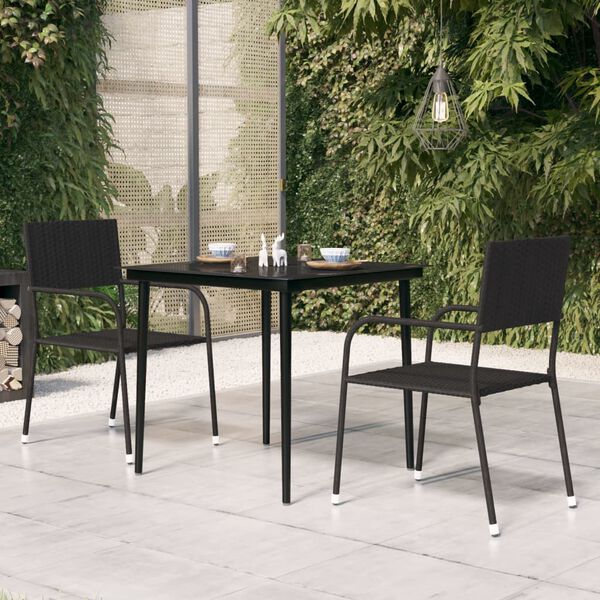 vidaXL Garden Dining Table Black 80x80x74 cm Steel and Glass