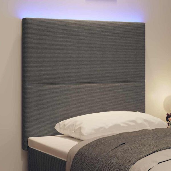 vidaXL LED Headboard with LED Strip Lights Light grey 100 cm Fabric
