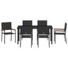 vidaXL Garden Dining Set with Cushion 7 pcs Black Poly Rattan