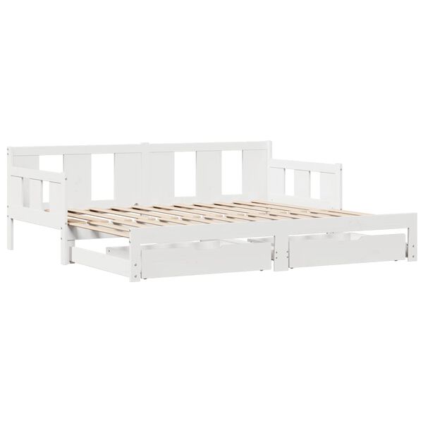 vidaXL Daybed with Trundle and Drawers without Mattress White 90x190 cm Single