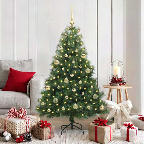 vidaXL Artificial Christmas Tree with 150 LEDs Green 150 cm PE and PVC