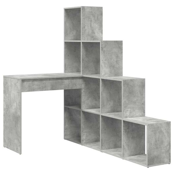 vidaXL Corner Desk with Shelf Concrete Grey 101.5 x 149.5 x 149.5 cm