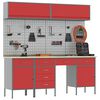 vidaXL Work Cabinet with Drawer 10 pcs Red Engineered Wood and Steel