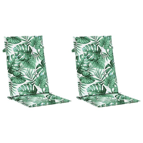 vidaXL Highback Chair Cushions 2 pcs Leaf Pattern Fabric
