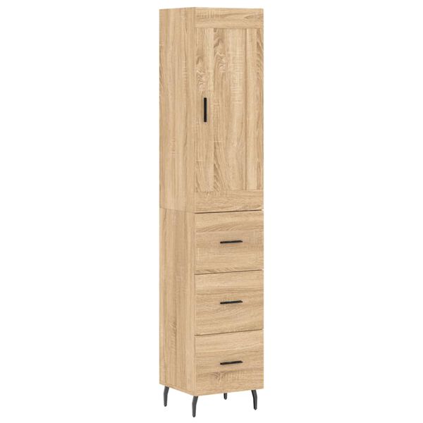 vidaXL Highboard Sonoma Oak 34.5x34x180 cm Engineered Wood