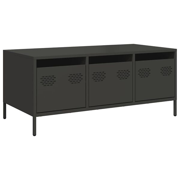vidaXL Coffee Table Black 101.5x50x43.5 cm Cold-rolled Steel