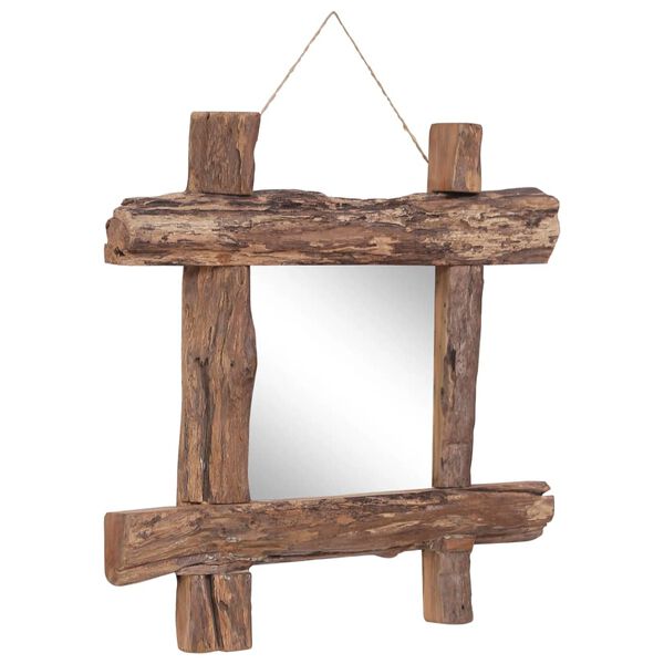 vidaXL Log Mirror Natural 50x50 cm Recycled Teak Wood