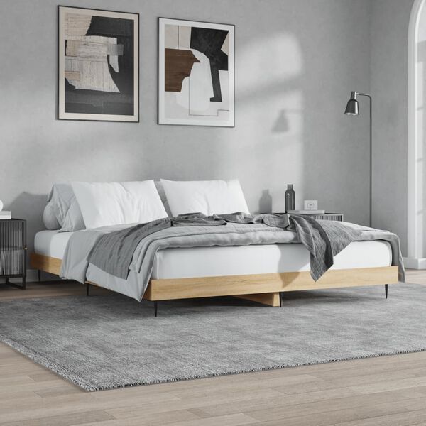 vidaXL Bed Frame without Mattress Sonoma Oak 150x200 cm King Size Engineered Wood